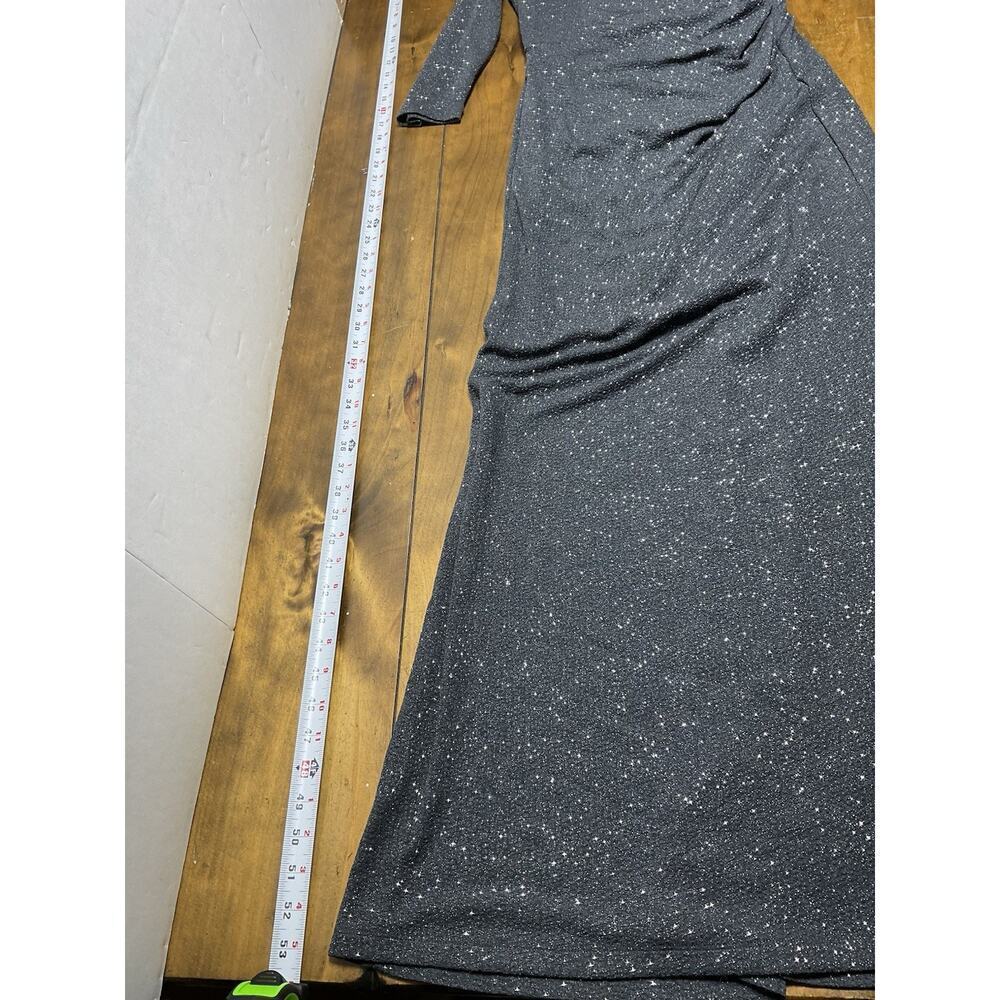 Oleg Cassini One-Shoulder Glitter Knit Sheath Dress Size 2 Graphite - Picture 7 of 14